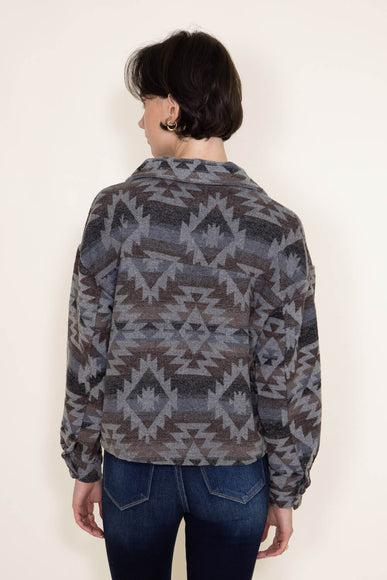 Womens Simply Southern Cropped Navajo Shacket for Women in Grey/Brown