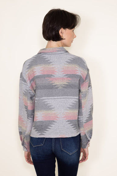 Womens Simply Southern Cropped Pattern Shacket for Women in Grey 