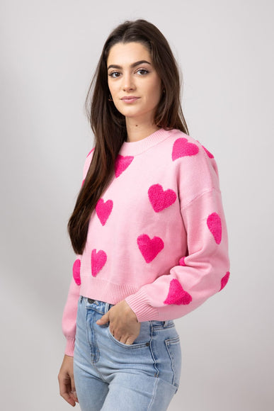 Simply Southern Cropped Valentines Sweater for Women in Pink
