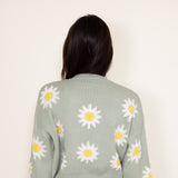 Simply Southern Womens Sweater for Women Daisy Print Cropped Sweater for Women in Green
