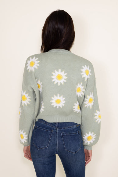 Simply Southern Womens Sweater for Women Daisy Print Cropped Sweater for Women in Green