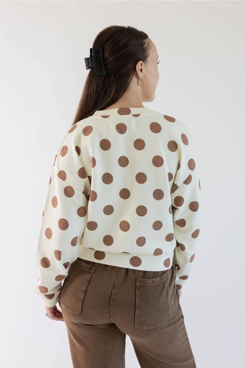 Simply Southern Dotted Lounge Pullover for Women in Cream/Tan | PP-0226-PULL-LNG-CRW-CRM