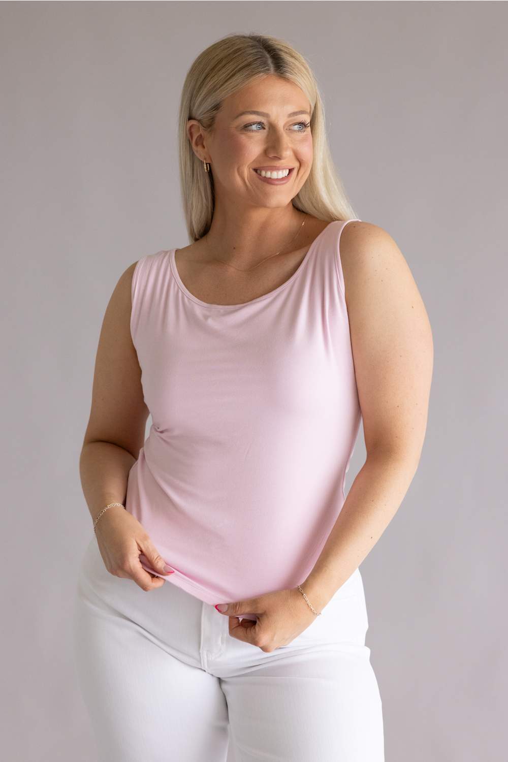 Simply Southern double layer tank top pink