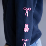 Simply Southern Embroidered Dilara Bear Hoodie for Women in Navy Blue
