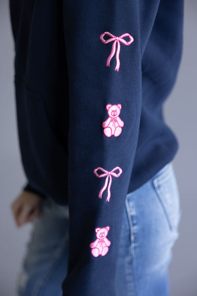 Simply Southern Embroidered Dilara Bear Hoodie for Women in Navy Blue
