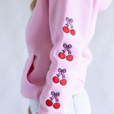 Simply Southern Embroidered Dilara Cherry Hoodie for Women in Pink