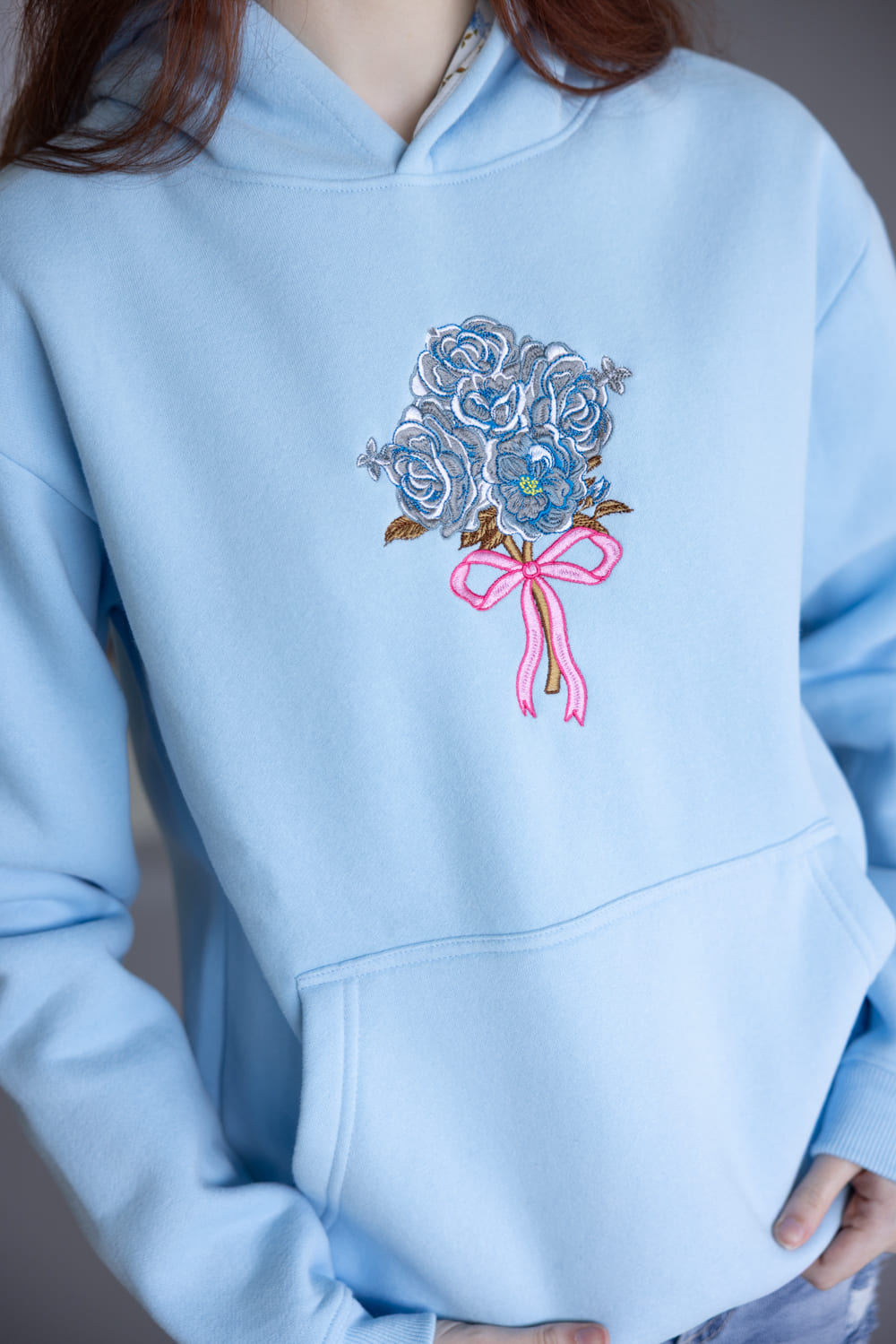 ジャケット・アウター Embroidery Flower Beads Hoodie Hibiscus Flower Embroidered Hoodie . No String BOXY Fit. Boyfriend