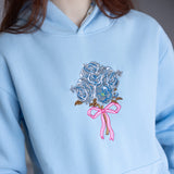 Womens Simply Southern Embroidered Dilara Flower Hoodie for Women in Light Blue