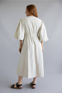 Simply Southern Embroidered Puff Sleeve Dress for Women in Linen