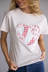 Simply Southern Love Heart T-Shirt for Women in Light Pink