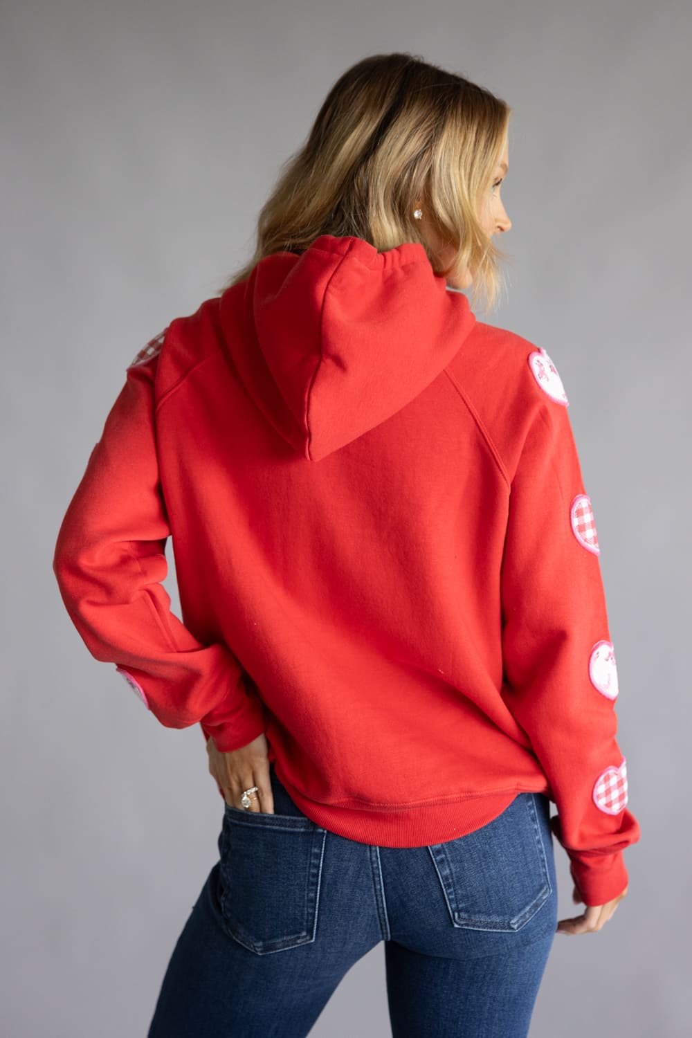 Simply Southern Love Patch Hoodie for Women in Red