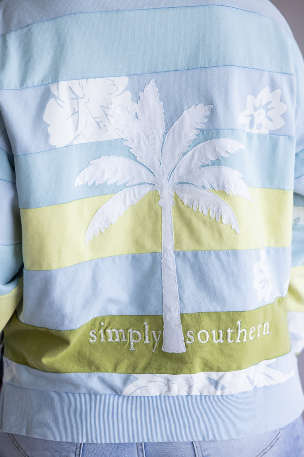 Simply Southern Palm Polo Pullover for Women in Blue