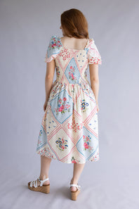 Simply Southern Patchwork Puff Dress for Women in Cream