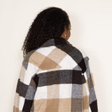 Simply Southern Shacket Plaid Shacket for Women in Cream Brown