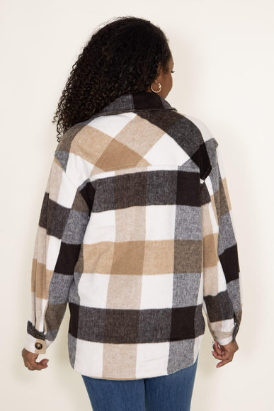 Simply Southern Shacket Plaid Shacket for Women in Cream Brown