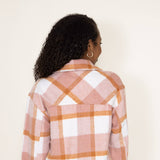 Simply Southern Womens Plaid Shacket for Women in Quartz Orange
