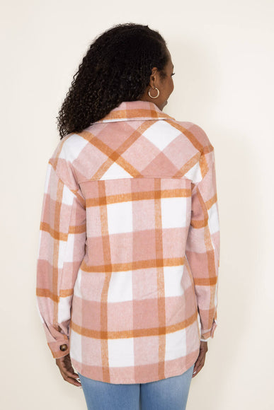 Simply Southern Womens Plaid Shacket for Women in Quartz Orange