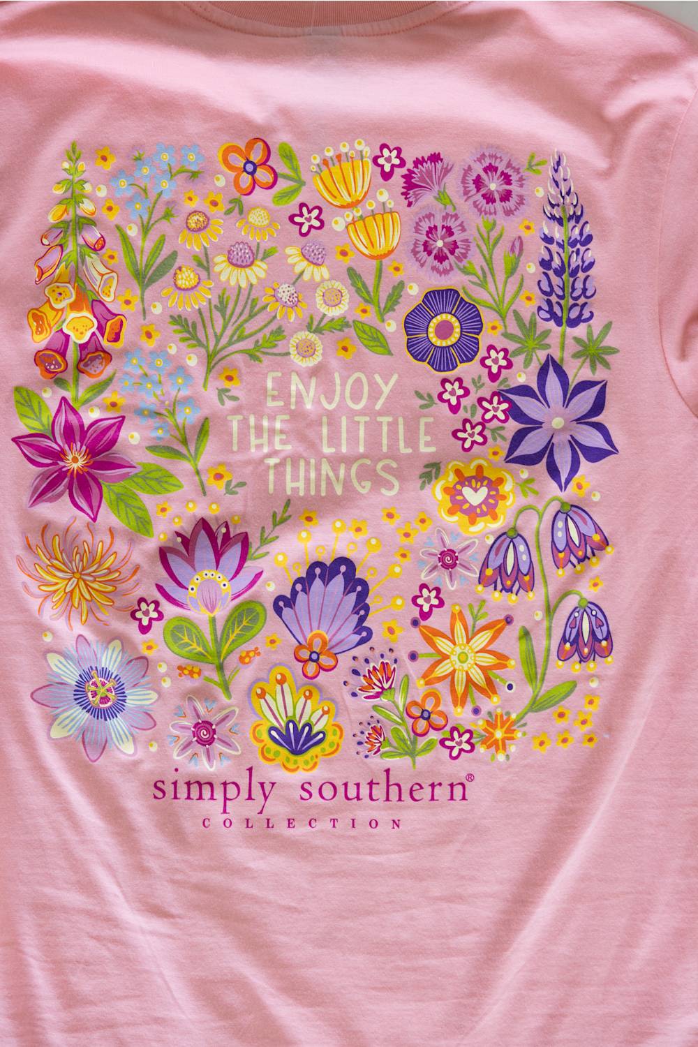 Simply Southern Plus Size Enjoy Long Sleeve T-Shirt for Women in Tea Rose