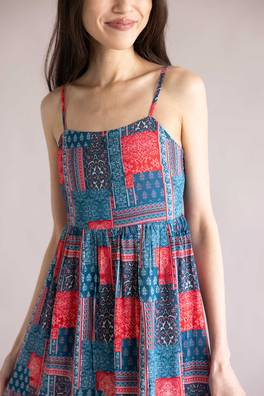 Simply Southern Prim and Coastal Tiered Dress for Women in Blue and Red