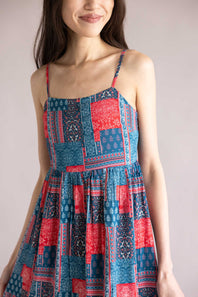 Simply Southern Prim and Coastal Tiered Dress for Women in Blue and Red