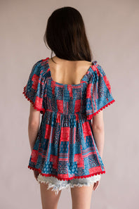 Simply Southern Prim and Coastal Top for Women in Blue and Red