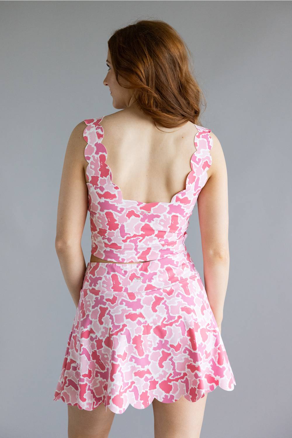 Simply Southern Scalloped Tank for Women in Pink Camo