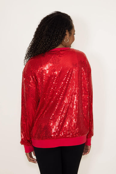 Simply Southern Christmas Sequin Merry & Bright Sweater for Women in Red