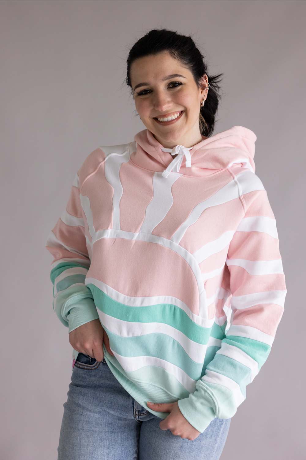 Simply Southern sun and sea patch hoodie pink