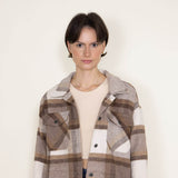 Plaid Shacket for Women in Brown/White