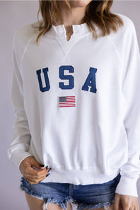Simply Southern USA Summer Crewneck for Women in White
