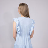 Womens Simply Southern Urban Rib Tiered Ruffle Dress for Women in Ice Blue