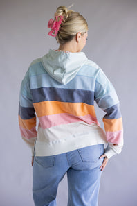 Simply Southern Washed Stripe Hoodie for Women in Multi