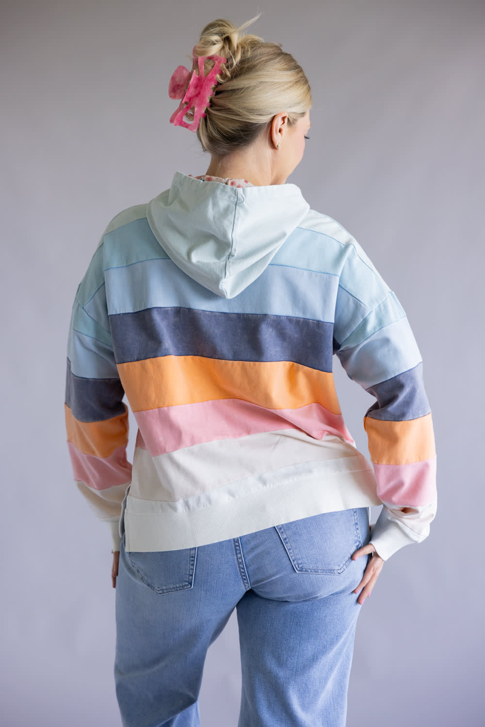 Simply Southern Washed Stripe Hoodie for Women in Multi