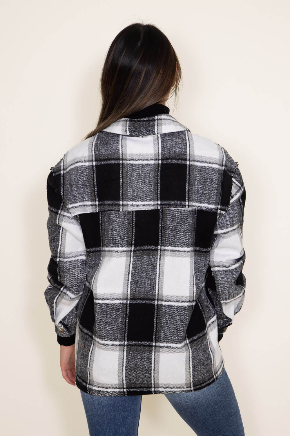 Freyhem Women's Cropped Plaid Shacket Flannel Jacket