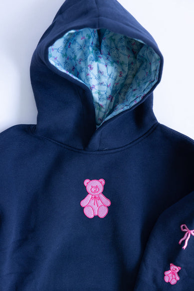 Simply Southern Youth Embroidered Dilara Bear Hoodie for Girls in Navy | PP-0225-YTH-HD-DILARA-BEAR