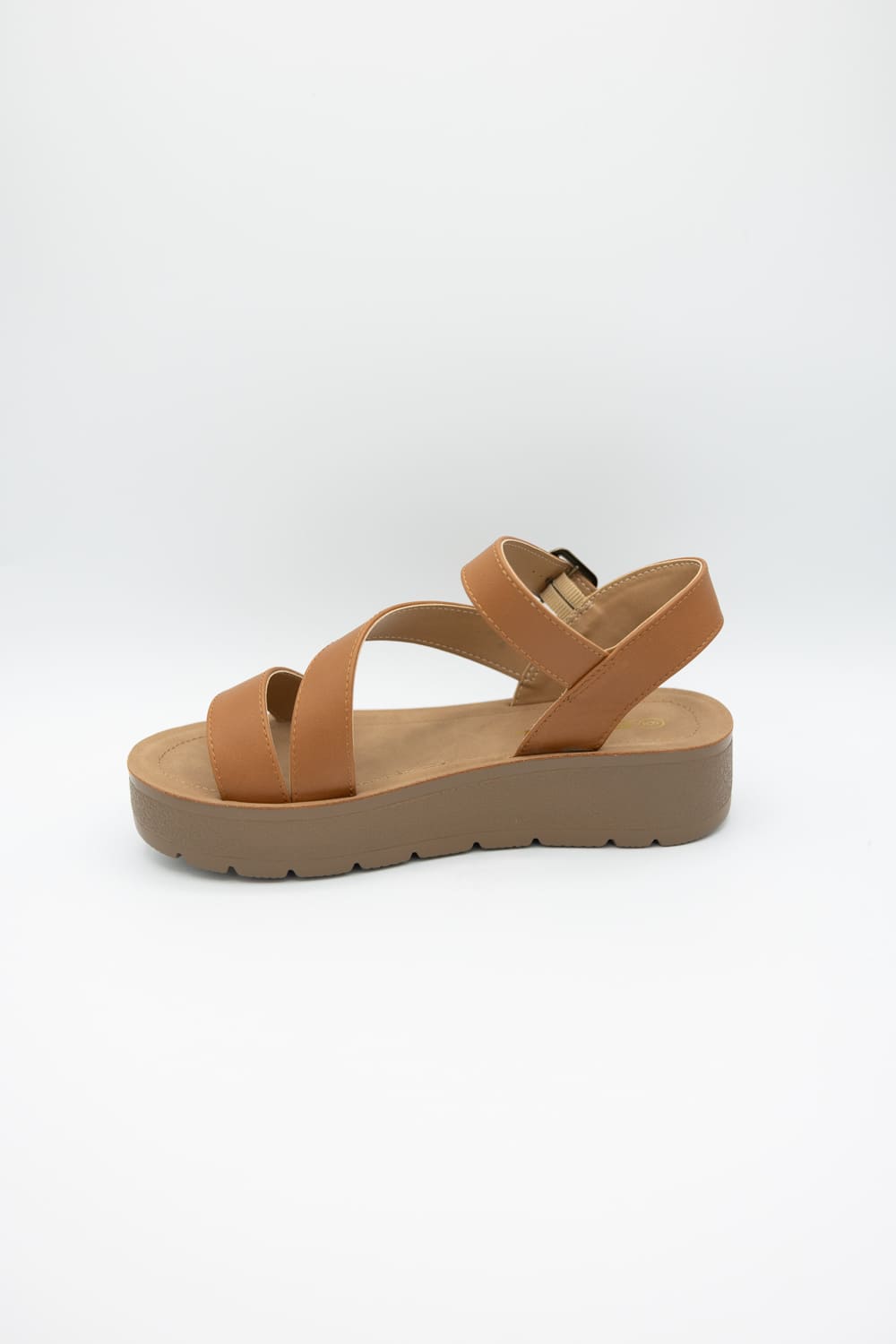 Soda Edoly Asymmetrical Platform Sandals for Women in Cognac