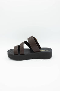 Soda Falke Platform Slide Sandals for Women in Brown