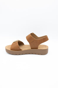 Soda Jackie Platform Sandals for Women in Tan