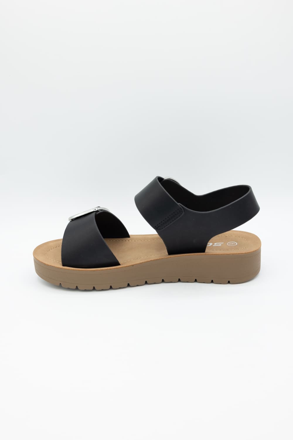 Soda Jackie Platform Sandals for Women in Black/Tan