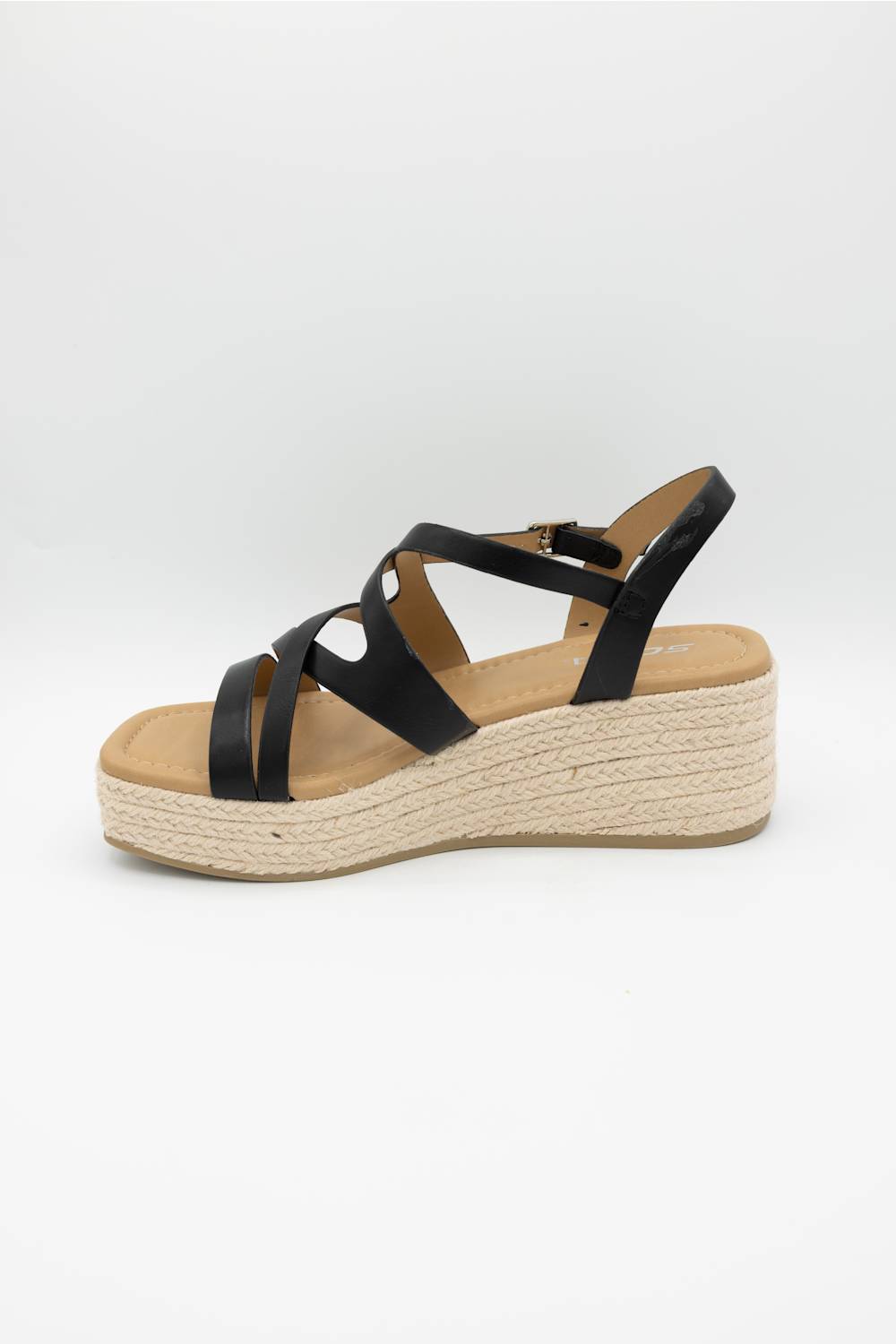 Soda Loco Rope Wedges for Women in Black