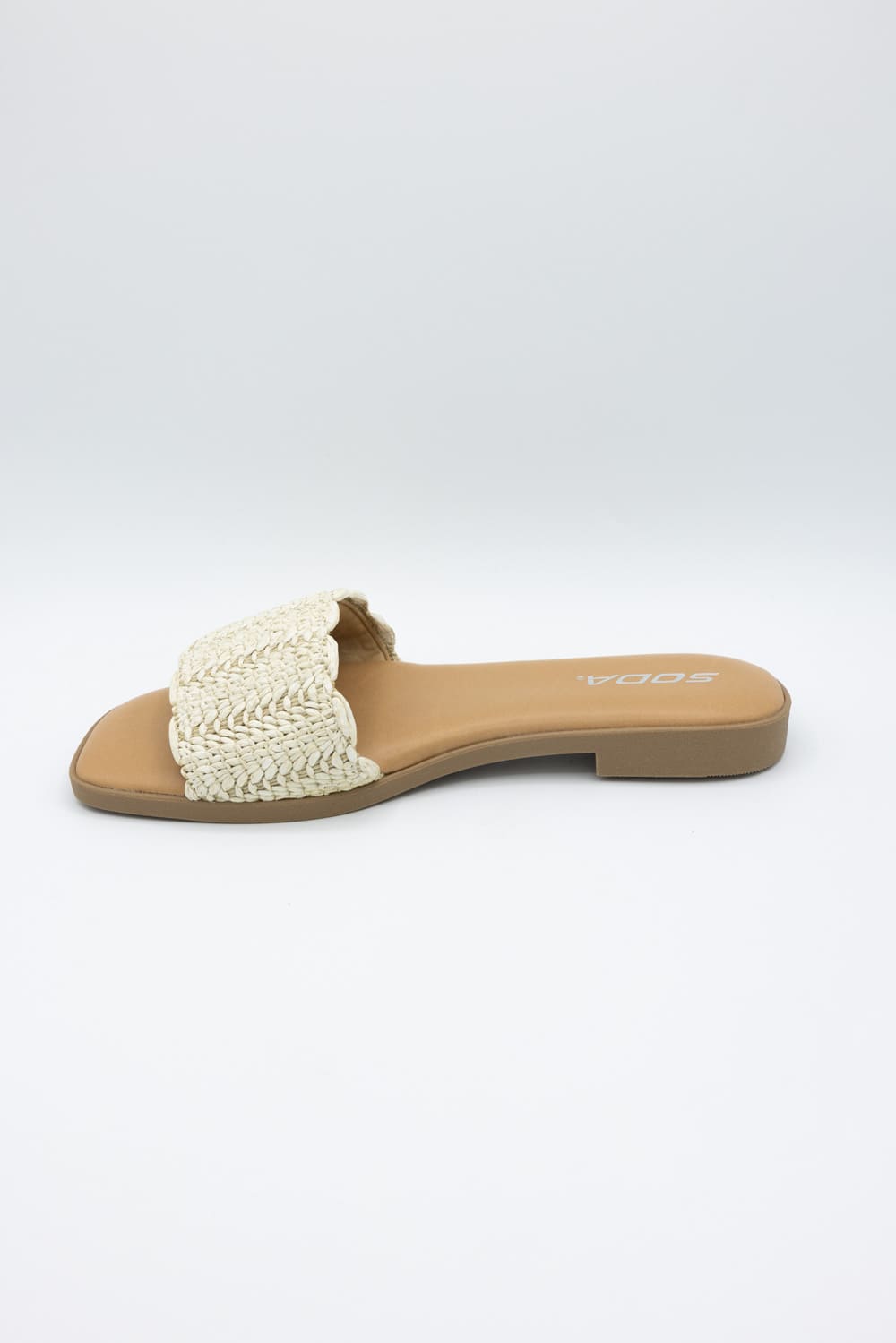 Soda Screen Raffia Slide Sandals for Women in Bone