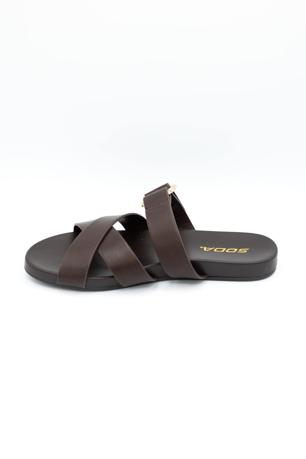 Soda Terse Slide Sandals in Brown