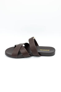 Soda Terse Slide Sandals in Brown