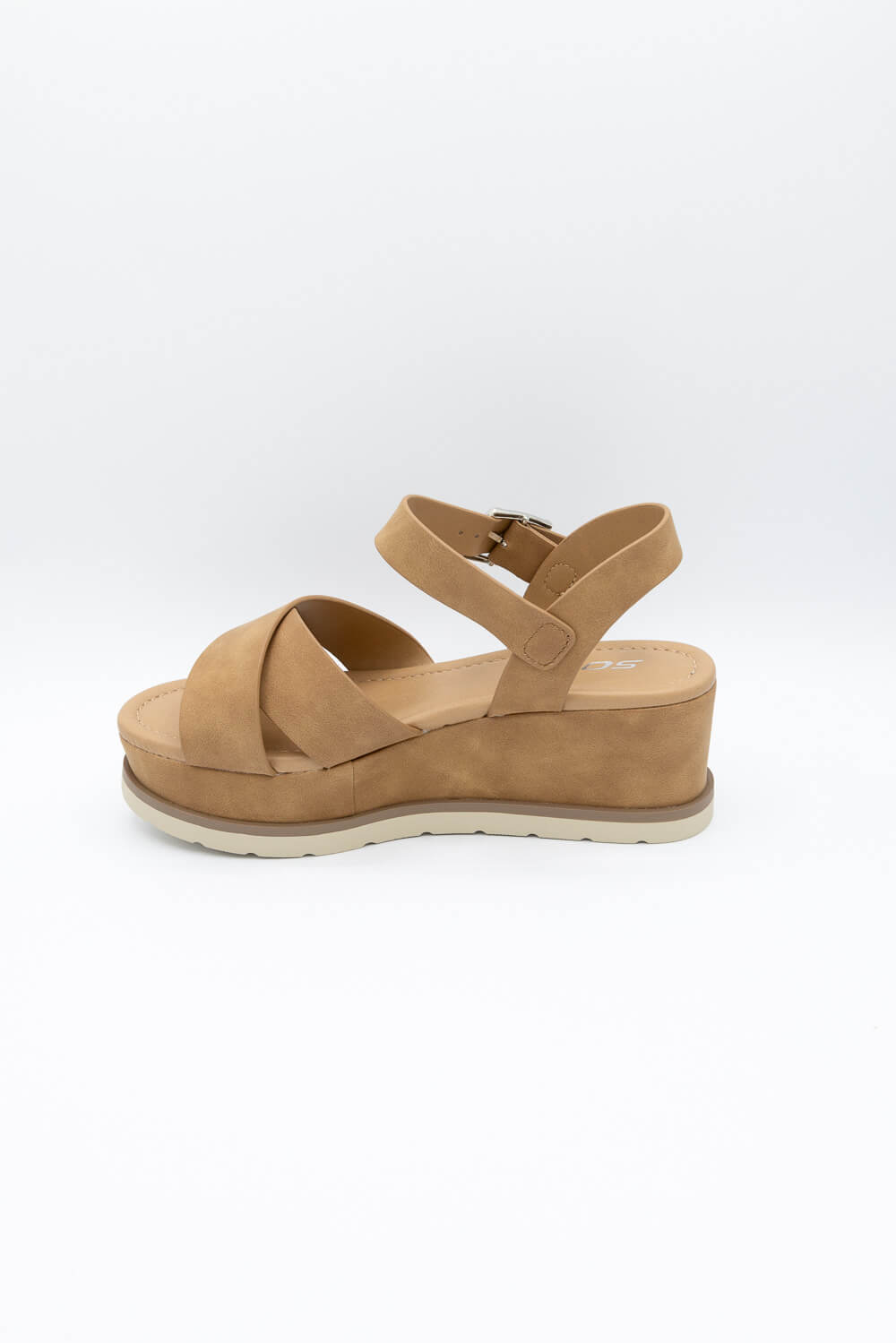 Soda Clever Criss Cross Platform Sandals for Women in Tan