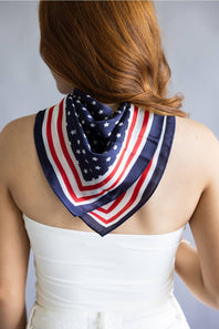 Stars and Stripes Americana Silk Scarf for Women in Navy