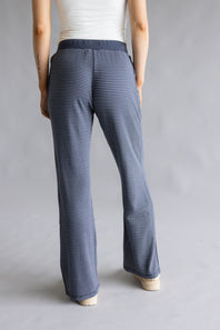 Stripe Thermal Lounge Pants for Women in Charcoal Blue