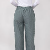 Striped Relaxed PJ Pants for Women in Forest Green