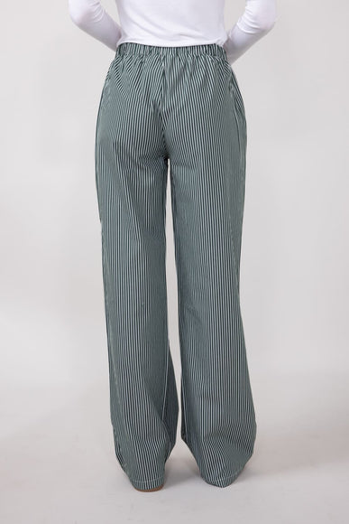 Striped Relaxed PJ Pants for Women in Forest Green