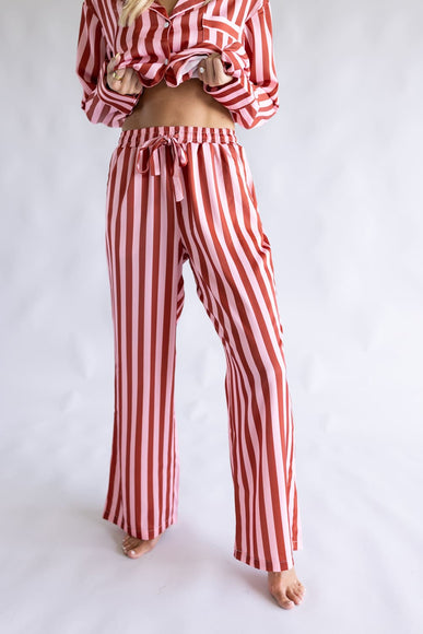 Striped Satin Pajama Set for Women in Blush