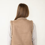 Suede Faux Fur Vest for Women in Taupe